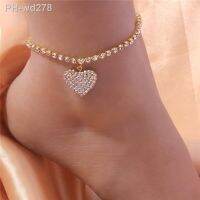 Adjustable Heart Shap Pendant Chain Womens Anklets Silver Gold Color Luxury Bracelet on Leg Accessories Party Fashion Jewelry