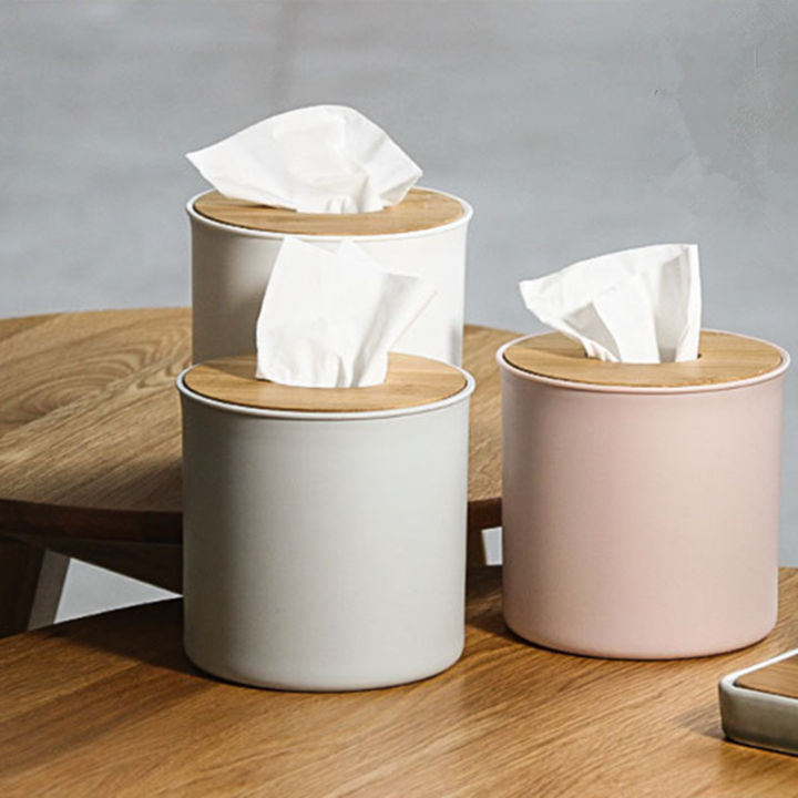 round-tissue-holder-plastic-paper-rack-bamboo-roll-paper-napkin-tray-office-table-accessories-papers-holder-tissue-holder-napki