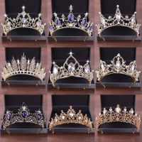 Vintage Baroque Queen Tiara Diadem Gold Wedding Crystal Rhinestone Crown Tiaras Bridal Hair Jewelry Wedding Hair Accessories