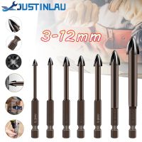 Tungsten Carbide Glass Drill Bit Set Alloy Carbide Point with 4 Cutting Edges Tile &amp; Glass Cross Spear Head Drill Bits Drills  Drivers