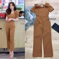 Dee-ya shop เสื้อผ้าแฟชั่น Jumpsuit สีน้ำตาล พร้อมส่ง