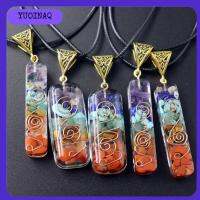 YUOINAQ Amulet สร้อยคอจี้ลูกตุ้มเรกิ 7 Chakra orgonite คริสตัลรักษารักษา สร้อยคอหินหลากสี ของขวัญที่สร้างสรรค์ พีระมิดหกเหลี่ยม สร้อยคอจี้จักระพลังงาน