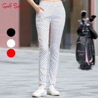 Golf pants womens clothing elastic quick-drying slim summer nine-point pants golf sports polka dot womens trousers 2023☄♞