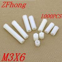 1000pcs m3x6 M3 x 6 plastic PC female female white hex nylon standoff spacer