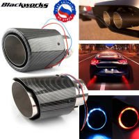 Universal รถดัดแปลงท่อไอเสียปลายท่อ LED สีแดงสีฟ้า Light Outlet ท่อไอเสีย Tail Throat Silencer Turbo Sport