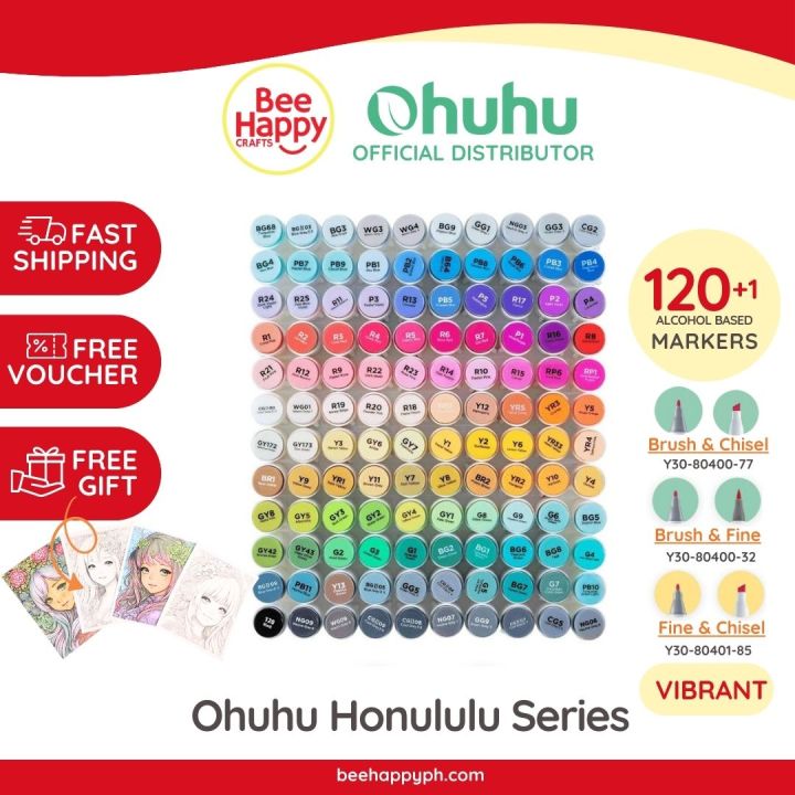 Ohuhu 120 Colors Dual Tips Alcohol Art Markers Brush and Chisel