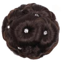 【CJ】Hot Sale Female Wig Hair Ring Curly Bride Makeup Diamond Bun Flowers Chignon Hairpiece