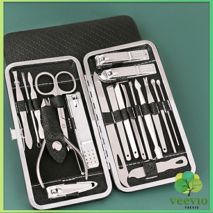 veevio-ชุดทำเล็บ-19-ชิ้น-กรรไกรตัดเล็บ-เครื่องมือทำเล็บ-เซตทำเล็บ-manicure-set