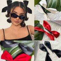 2pcs Black White Ribbon Hair Bows Clips Vintage Bowknot Side Hairpin Cute Girls Barrettes Headdress Hair Accessories for Women