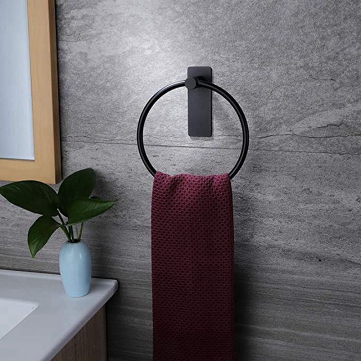 2-pcs-towel-ring-hand-towel-holder-self-adhesive-round-towel-rack-hand-towel-bar-for-bathroom-silver-amp-black