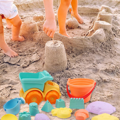 ของเล่นทราย19ชิ้นของเล่นทรายชายหาดชุดสำหรับเด็กที่มีล้อน้ำทรายประกอบสำหรับเด็กเล่นของเล่นชายหาดสนุก