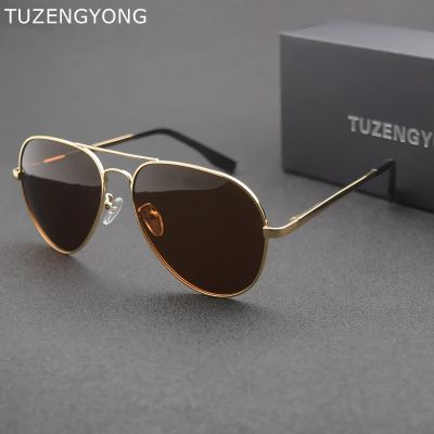 TUZENGYONG แว่นตากันแดดผู้ชายแบบคลาสสิก,แว่นตา UV400โพลาไรซ์แว่นตากันแดดสำหรับผู้ชายแว่นตานักบินแว่นตา Oculos คุณภาพสูงเดอโซล