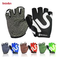 hotx【DT】 Boodun MTB Cycling Gloves Half Silicone Anti-Slip Breathable Road guantes ciclismo