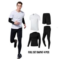 CODniuba270 Full SET 4 IN 1 Mens Sports Shirt Cufflinks DRIFIT Shirt Leggings PREMIUM Sports Shorts FUTSAL Running GYM