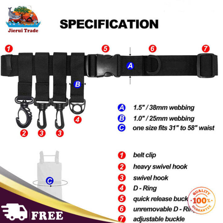 เข็มขัดนักผจญภัยในการตกปลาแบบปรับได้พร้อมตะขอกลางแจ้งบินตกปลาท่องอุปกรณ์เรือคายัคเหมาะกับเอว31-ถึง58