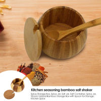 Spice Storage Box  Spice Jar  Salt Jar  Salt Container  Spice Jar  Wood  Natural Bamboo Storage Box With Spoon For Storage  Kitchen Spice