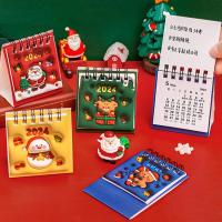 Small Desk Calendar 2023-2024 Christmas Daily Organizer Thick Paper Twin-Wire Binding Durable 2024 Desk Cartoon Calendar For Home Decoration supple