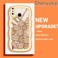 เคส Chenyyyka สำหรับ Infinix Smart 4เคส X653 4C อัจฉริยะรูปหมีน่ารักแฟชั่นลายคลื่นสีสันสดใสเคสโทรศัพท์โปร่งใสเคสกันกระแทกนิ่มซิลิโคนป้องกันเลนส์กล้องเคสใส