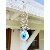 [Foocome]Evil Eye Wall Decor Handmade Macrame Eye Glass สีฟ้าตุรกี Evil Eye จี้แขวนผนังลูกปัดตกแต่ง Room Decor ของขวัญ