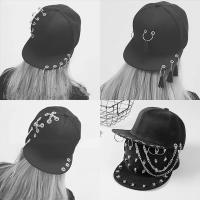 High Quality Adjustable Baseball Hat With Ring Outdoor Sports Sun Cap For Women Men Fashion Snapback Hat Chain Punk Hat Summer