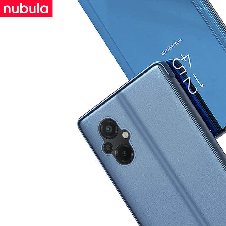 nubula-สำหรับ-xiaomi-poco-m5-6-58-นิ้วพลิกปลอกหรูหราชุบกระจกหอย-hp-poco-m5ฮาร์ดพลิกกรณีภายในหนัง-pu-ในตัวยืนมุมมองที่ชัดเจนพลิกปกคลุมสำหรับ-xiaomi-poco-m5