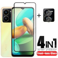 4-in-1 For Vivo Y35 Glass For ViVo Y35 Tempered Glass HD 9H Full Cover Gule Phone Film Screen Protector For Vivo Y35 Lens Glass