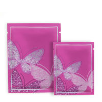 100Pcslot Pink Butterfly Aluminum Foil Open Top Package Bags Tear Notch Recyclable Heat Seal Dried Fruits Nuts Storage Bag