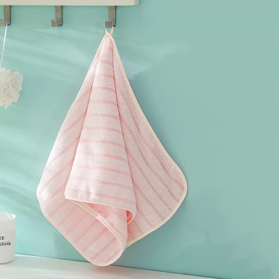 【jw】♘  1pc-vertical stripe coral plush washcloth face absorbent soft towel