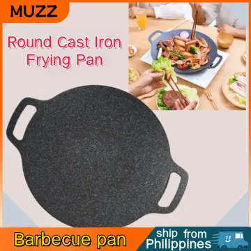 Korean Round Grill Pan Thick Cast Iron Frying Pan Flat Pancake Griddle  Non-stick Maifan Stone