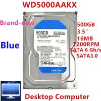 New Original HDD For WD Blue 500GB 3.5 quot; SATA 6 Gb/s 16MB 7.2K For Internal HDD For DesktopHard Drive For WD5000AAKX WD5000AAKS