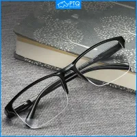 PTQ Reading Glasses Ultralight Resin Square Eyeglasses Half Frame Presbyopic Glasses Men Women +75~400 Degree Glasses