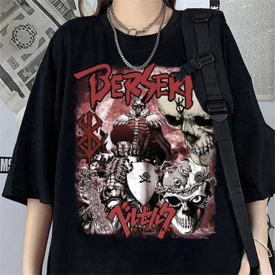 Skull Knight With Behelit Berserker Armor Shirt Manga Tee Shirts Aesthetic Anime Vintage Anime Berserk Tshirt Men Gildan