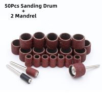 52pcs/set 80 120 150 180 240 320 400 600 Grit Drum Sanding Kit 2.35/3.17mm Sand Mandrels Fit for Dremel Nail Drill Rotary Tools Cleaning Tools