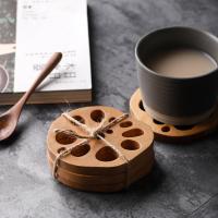 [HOT ZEXKLIOALQAQ 529] Musowood ไม้เนื้อแข็งเครปรถไฟเหาะชาถ้วยกาแฟแผ่น Placemats ตกแต่งวอลนัทไม้จานรองแก้วทนทานทนความร้อนเครื่องดื่มเสื่อ