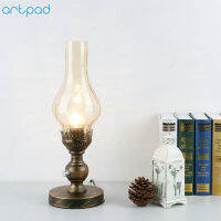 Artpad Chinese Style Retro Vintage Kerosene Lamp Glass Lampshade Dimming LED Table Light EUUS Plug in E27