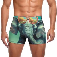 Elephant Swimming Trunks Graphic Illustration  Sunglasses Print Pool Swim Boxers Plus Size Stay-in-Shape Man Swimwear Swimwear