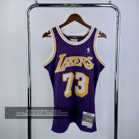 【Mitchell&amp;Ness】Mens New Original NBA Los Angeles Lakers #73 Dennis Rodman Vintage Jersey Hardwood Classics Swingman Heat-pressed Purple