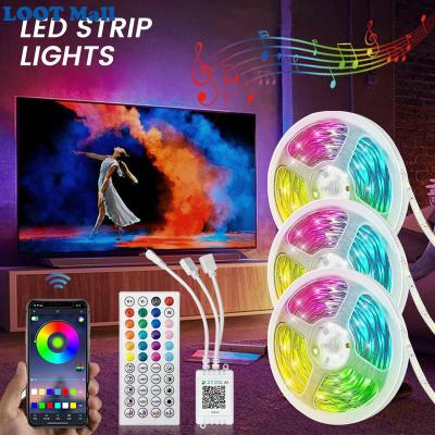 แถบไฟ LED ไฟ15เมตรซิงค์เปลี่ยนสี RGB ไฟริบบิ้น5050LED ไฟประดับกับรีโมตและแอปแถบไฟ LED หลอดแผงไฟ RGB ไฟริบบิ้นไฟห้องนอน