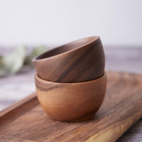 Mini Salad Bowl Wooden Plate Dishes Fruit Saucer Tea Dessert Dinner Bread Drink Fruit Juice Storage Cup Bowl