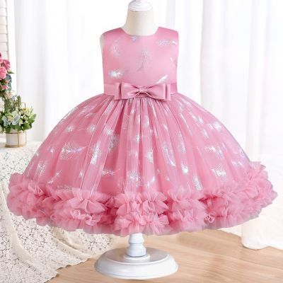 2023 Kids Tutu Birthday Princess Party Dress for Girls Infant Lace Children Bridesmaid Elegant Dress for Girl baby Girls Clothes