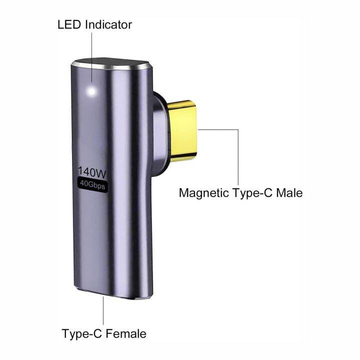 อะแดปเตอร์แม่เหล็ก140w-usb-c-ตัวผู้กับตัวเมีย40gbps-8k-60hz-สำหรับ-macbook-pro-air-แท็บเล็ตแล็ปท็อปโทรศัพท์และอีกมากมายอุปกรณ์-type-c