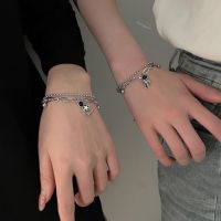 Fashion Jewelry Shop สไตล์ฮิปฮอป2 สร้อยข้อมือออกแบบนักบินอวกาศสำหรับสุภาพสตรี เครื่องประดับโลหะสองชั้น unisex สำหรับคู่รัก ของขวัญวันวาเลนไทน์