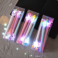 【LZ】○  Doces coloridos LED Light Gel Pen Pony Unicorn Bear presentes bonitos papelaria escritório material escolar 4pcs por caixa