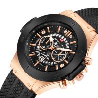 Men Sports Watch Top Brand Silicone Strap Black Watches Fashion Quartz Movement Calendar Outdoor Waterproof Military Mens Clock