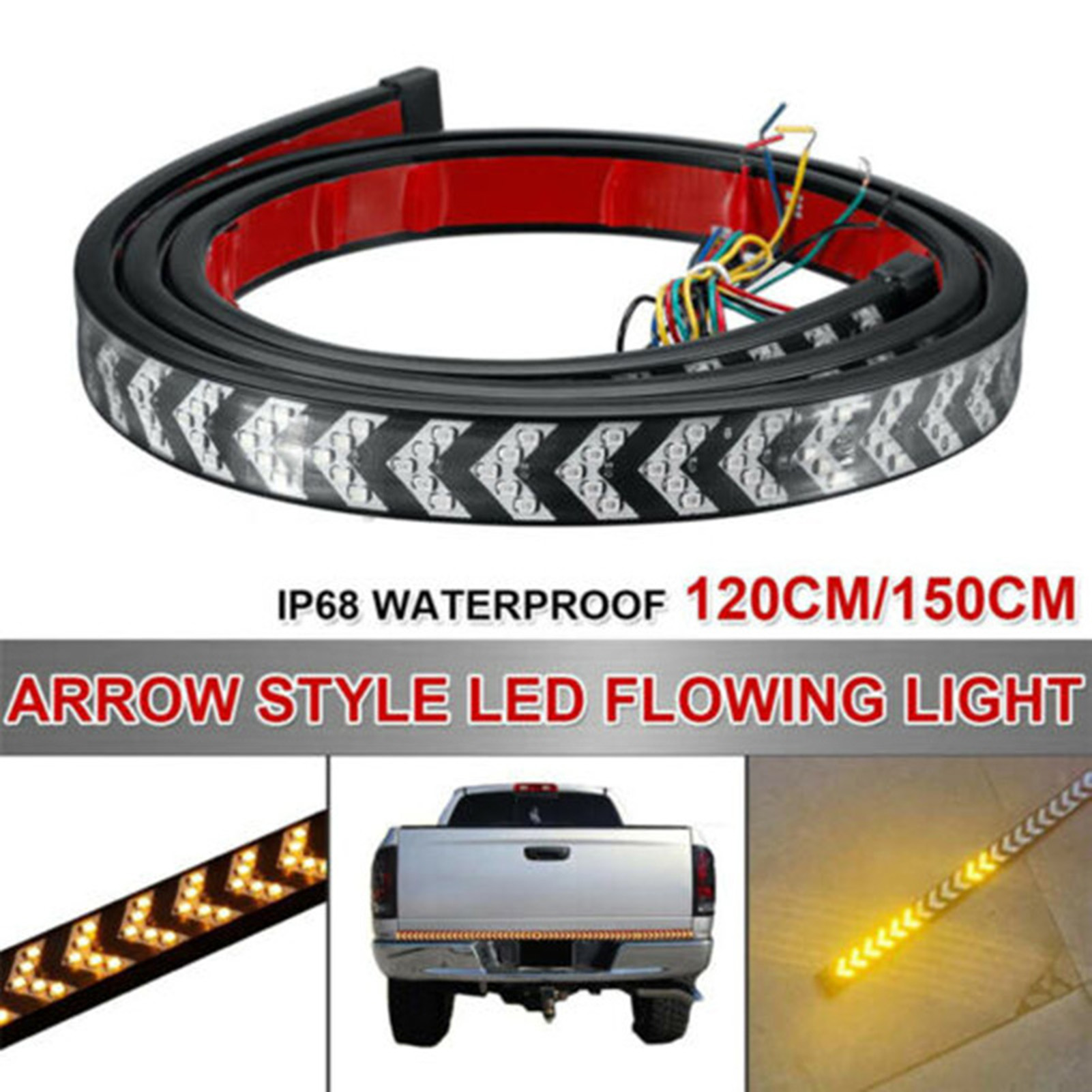 47.2"Arrow Style 360LED Pickup Truck Flowing Turn Signal Brake Double Flash Lamp