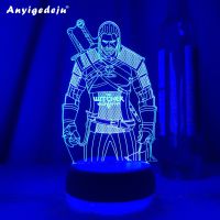 Witcher-ed Action Figure Nightlight LED Game Lamp Cool PC Desktop Decoration RGB Lighting Toys Xmas Gift for Gamers Wild Hunt Ceiling Lights