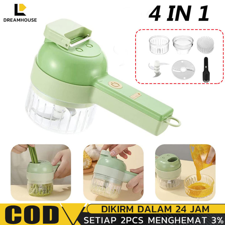 4 In 1 Handheld Electric Vegetable Cutter Set Durable Chili Vegetable  Crusher USB Charging Ginger Masher Machine Kitchen Tool