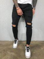 【YD】 New Hot Fashion jeans for European men 2020 are torn  holes and elastic feet