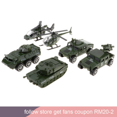 Dolity 6pcs/set Alloy Diecast Metal Military Car Helicopter Tank Playset Kids Toy