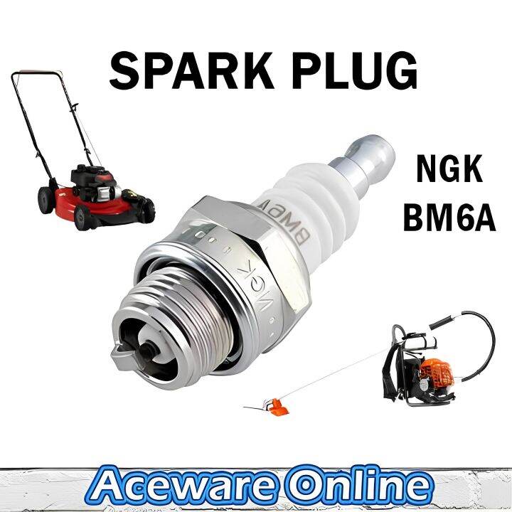 NGK BM6A Spark Plug For Lawn Mower Grass Cutter Brush Cutter Trimmer Mesin Rumput Pemotong